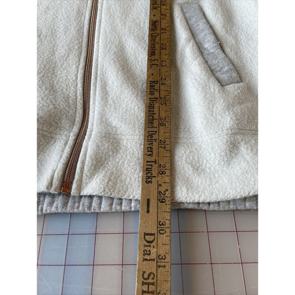 A New Day Jacket Womens Large Fleece White Gray Full Zip Closure Rose Gold Zip - Picture 8 of 9